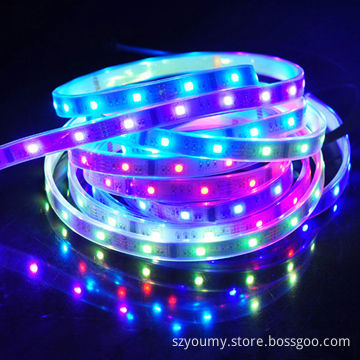 IC6803 Waterproof 5050 Dream Magic Color 5m 30 LEDs/m LED Flexible Strip Light, in PCB White